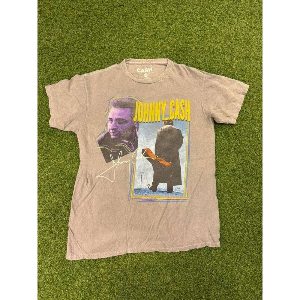 Johnny Cash T Shirt Mens S Gray Graphic Print‎ Cotton Everyday Wear Summer